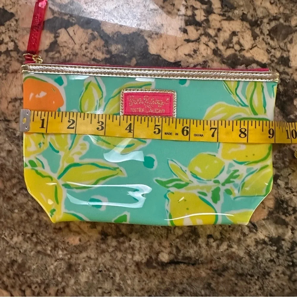 Lilly Pulitzer Teal and Yellow Floral Cosmetic Bag